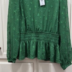 Torrid Green Star Embossed Blouse